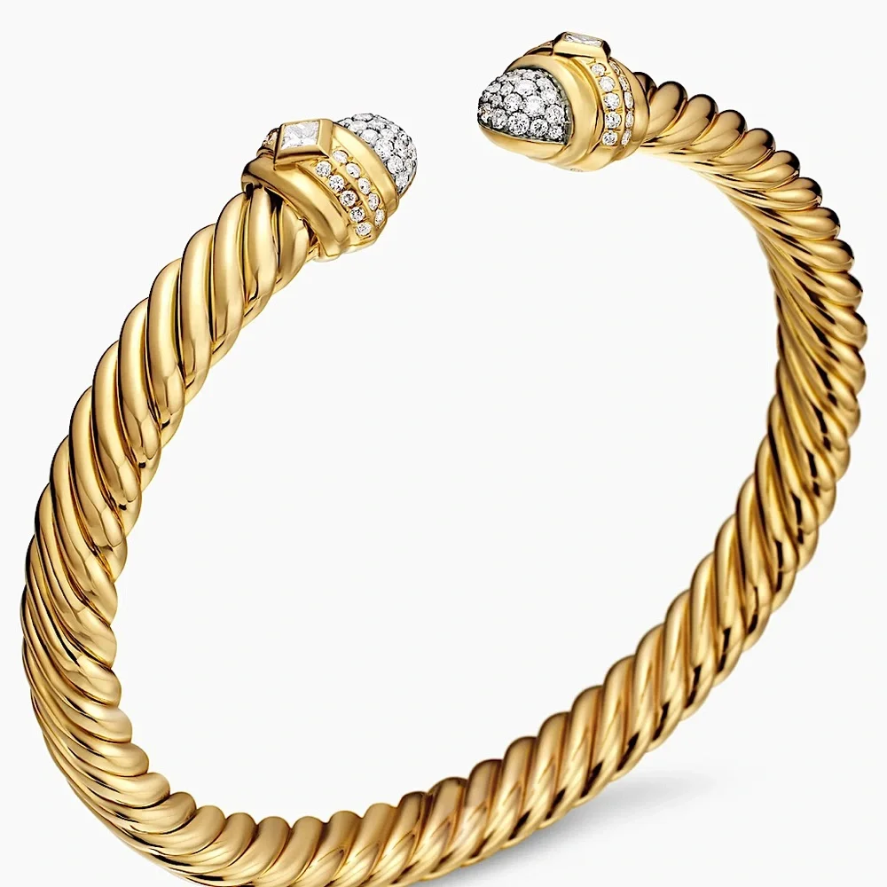 EUC David Yurman RENAISSANCE® OVAL CABLESPIRA® BRACELET, 18K Gold, Diamonds, 7mm - Picture 7 of 9